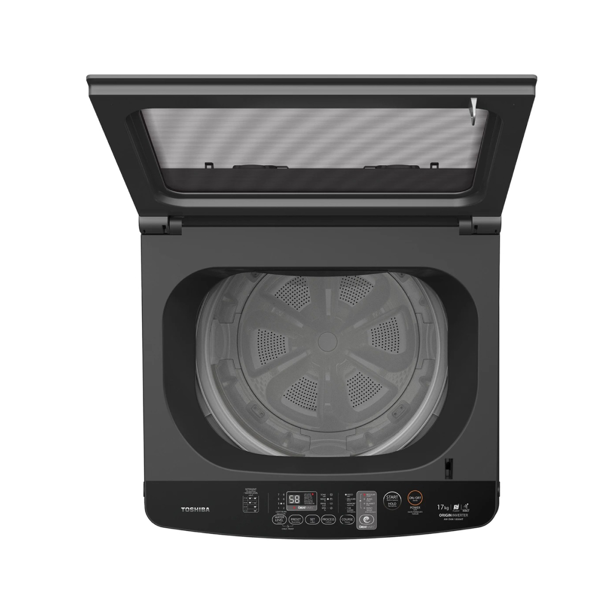 Toshiba เครื่องซักผ้า ฝาบน รุ่น AW-DUN1800MT(SG) ความจุ 17 กก. อินเวอร์ตอร์ ประหยัดไฟ รับประกัน 2 ปี มอเตอร์ 10 ปี