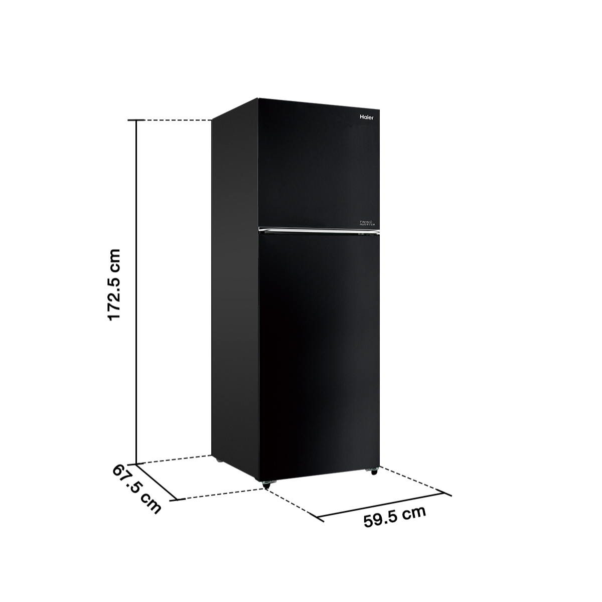 HAIER ตู้เย็น 2 ประตู ขนาด 12.6 คิว รุ่น HRF-350MNI สีดำ อินเวอร์เตอร์ ประหยัดไฟ รับประกันคอมเพรสเซอร์ 10 ปี
