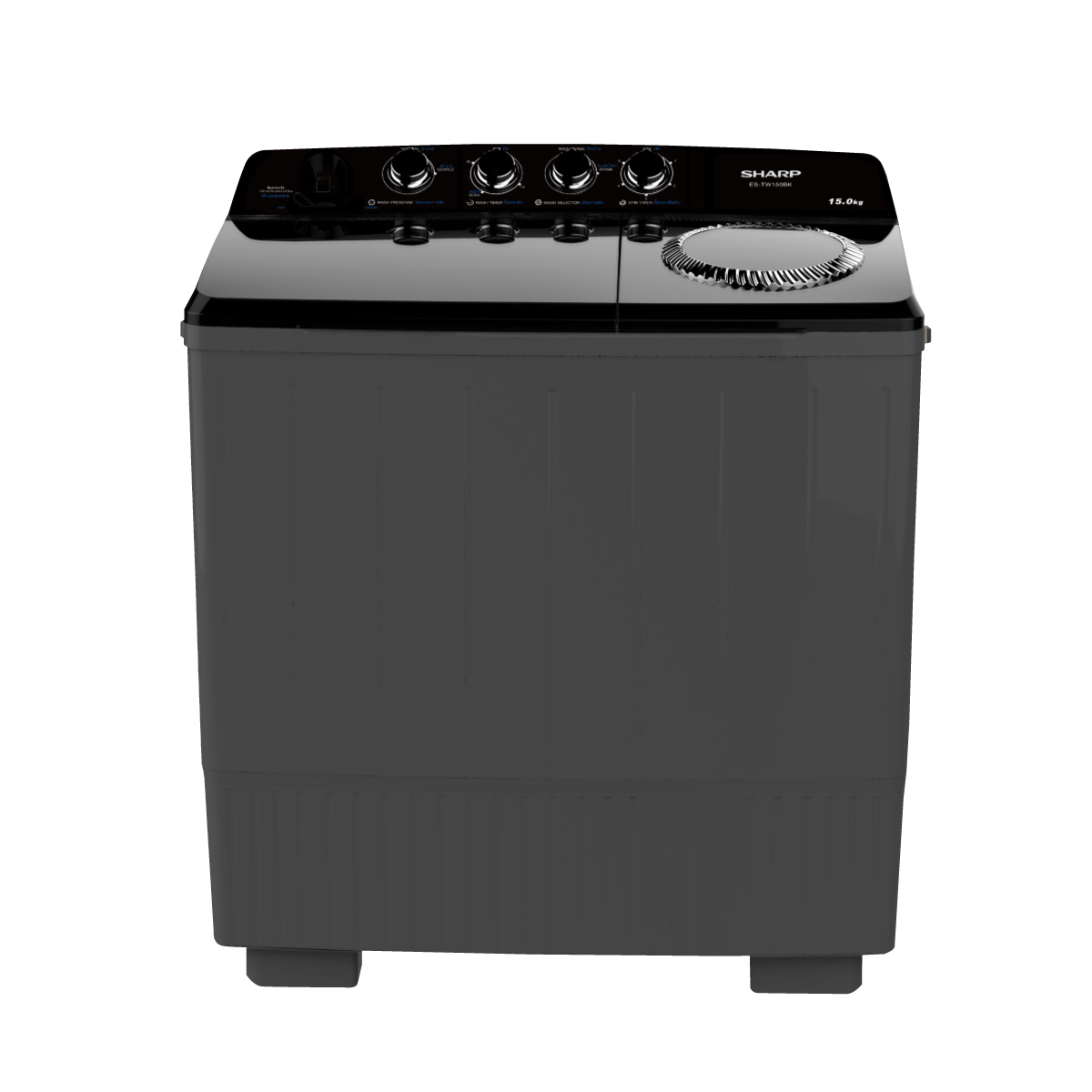SHARP เครื่องซักผ้า 2 ถัง รุ่น ES-TW150BK ขนาด 15 กิโลกรัม รับประกันมอเตอร์ 10 ปี