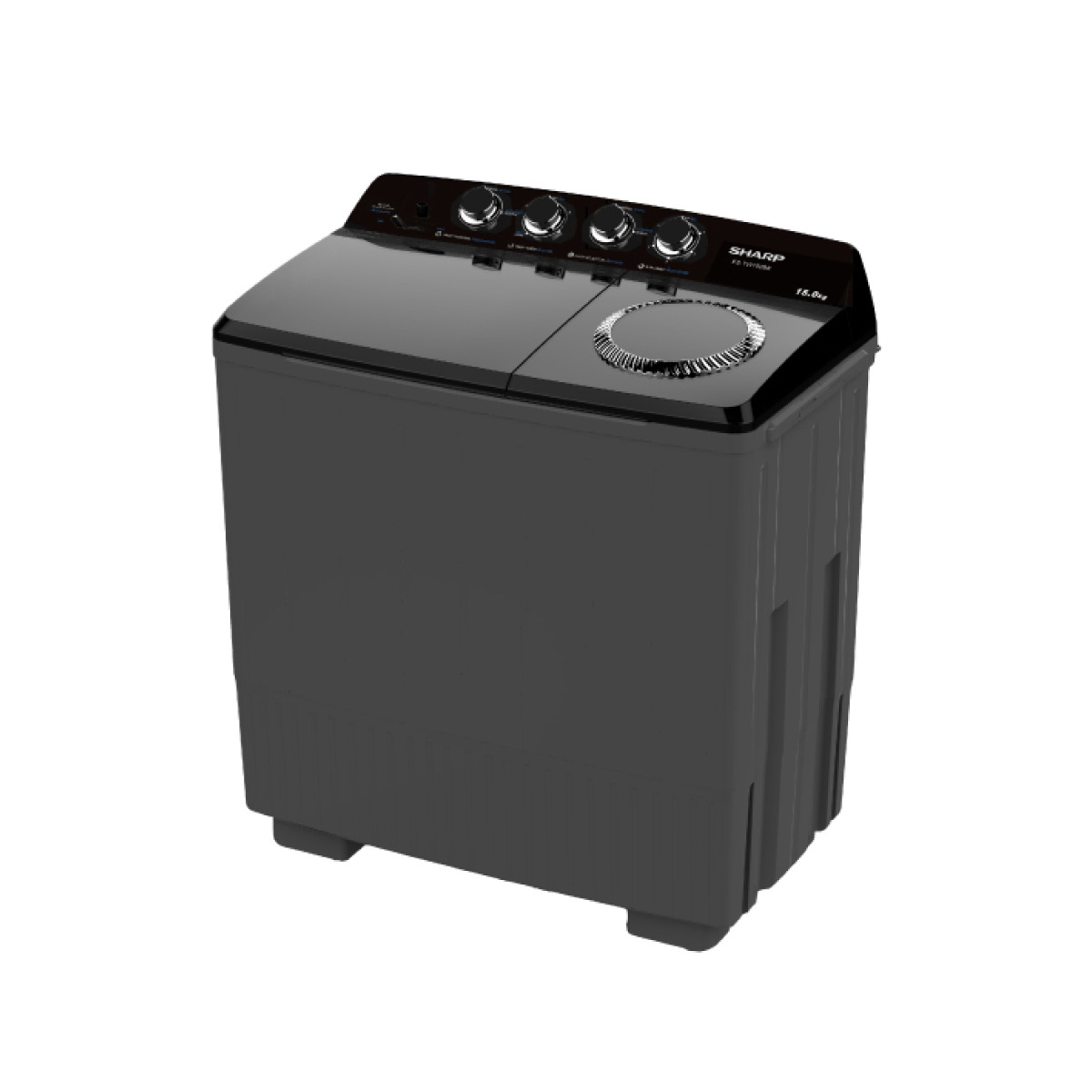 SHARP เครื่องซักผ้า 2 ถัง รุ่น ES-TW150BK ขนาด 15 กิโลกรัม รับประกันมอเตอร์ 10 ปี