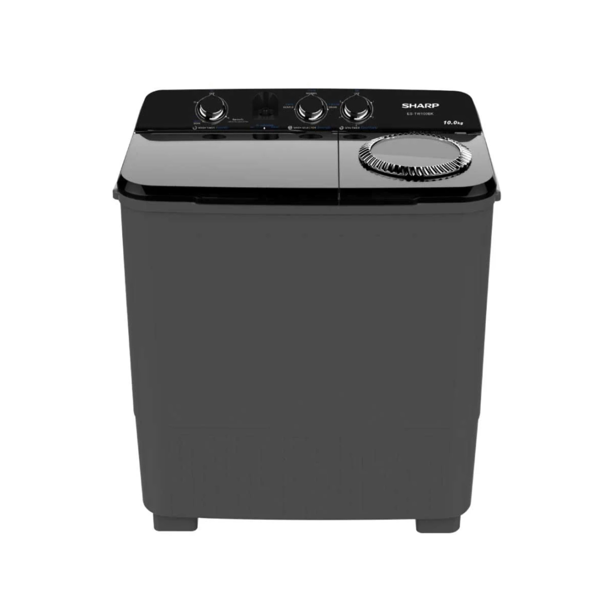 SHARP เครื่องซักผ้า 2 ถัง Twin Tub รุ่น ES-TW100BK ขนาด 10 กก. ถังปั่นแห้ง 5.6 กก. รับประกันมอเตอร์ 10 ปี