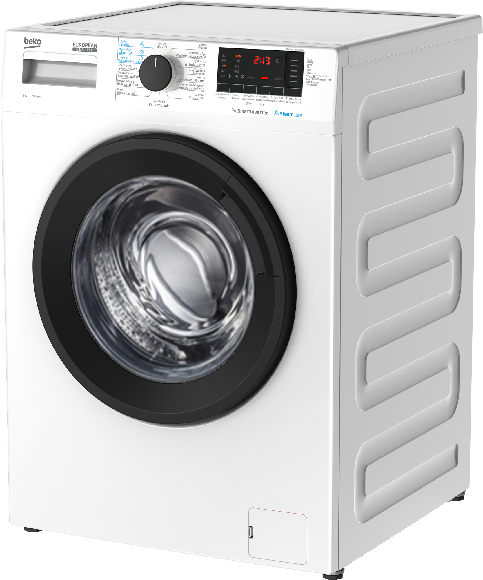 เครื่องซักผ้าฝาหน้า Beko รุ่น WCV9614XB0STW ขนาด 9 kg. รับประกันสินค้า 1 ปี รับประกันมอเตอร์ 12 ปี