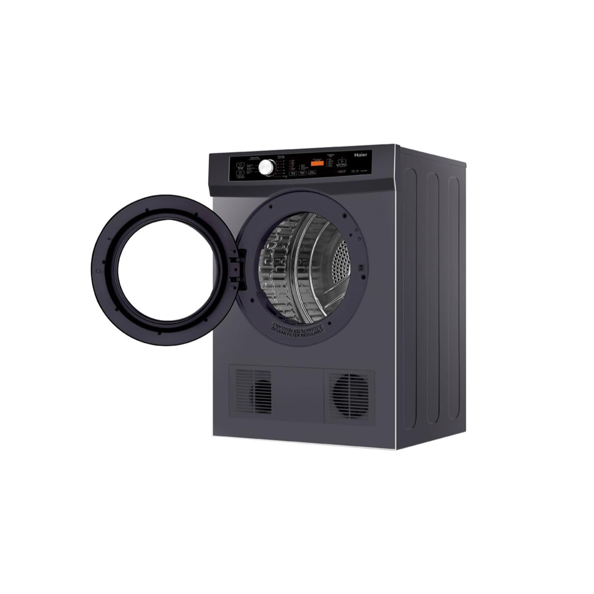 Haier เครื่องอบผ้าฝาหน้า ขนาด 8 กก. รุ่น HDV80E1 ระบบเซ็นเซอร์คำนวณอุณหภูมิการอบผ้า รับประกันตัวครื่อง 1 ปี มอเตอร์ 5 ปี