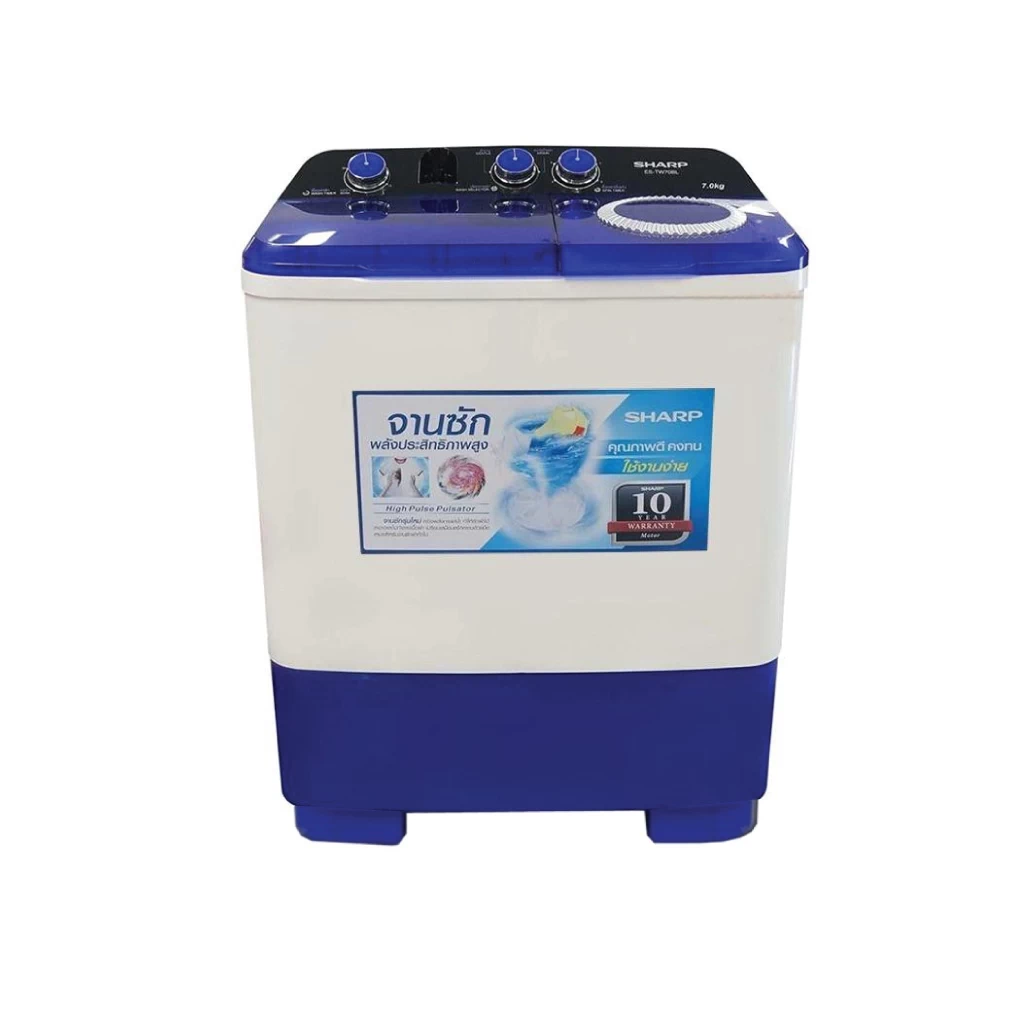  เครื่องซักผ้าสองถัง SHARP รุ่น ES-TW90BL ขนาด 9 kg. ประกันสินค้า 1 ปี มอเตอร์ 10 ปี