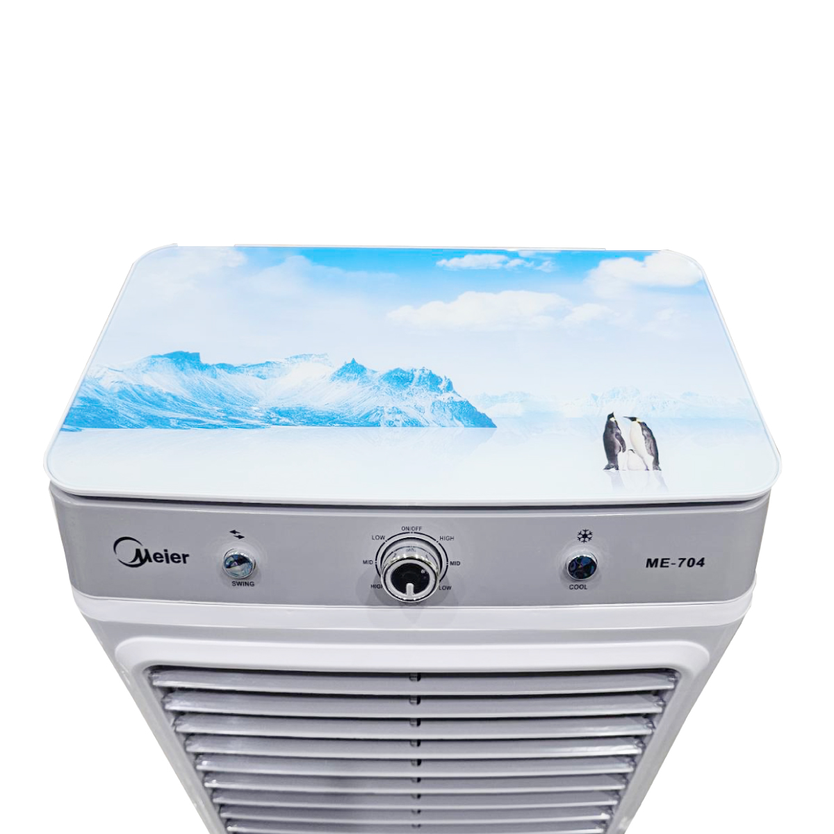 พัดลมไอเย็น MEIER รุ่น ME-704 ความจุ 35 ลิตร ขนาด 100 วัตต์ ลมเย็น ประหยัด มีล้อเคลื่อนย้ายง่าย รับประกัน 2 ปี