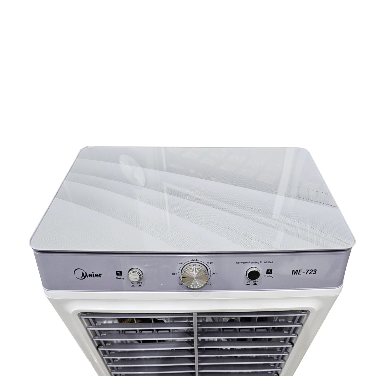 พัดลมไอเย็น MEIER รุ่น ME-723 ความจุ 42 ลิตร ขนาด 125 วัตต์ ลมเย็น ประหยัด มีล้อเคลื่อนย้ายง่าย รับประกัน 2 ปี