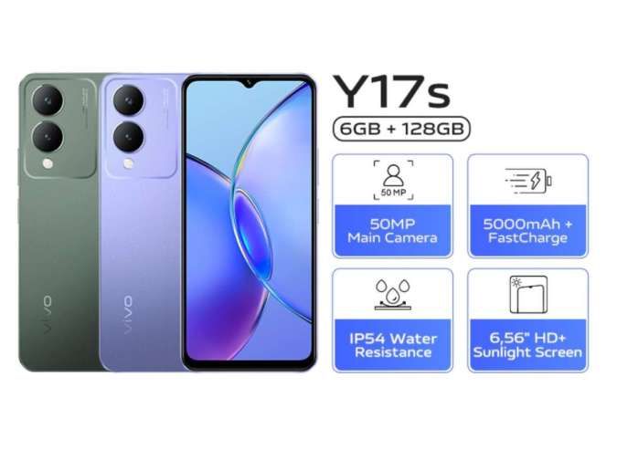 โทรศัพท์มือถือ Vivo รุ่น Y17s - 6/128 GB กล้องหน้า 8 MP หลัง 50 2 MP แบตเตอรี่ 5000 mAh